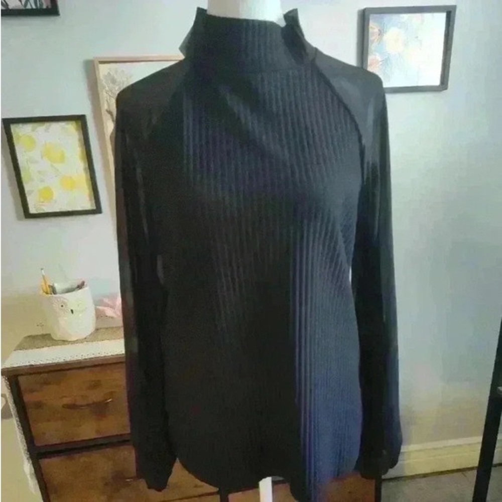 Black Ribbed Long Sleeve Top